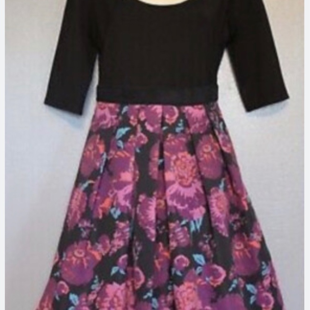 ✨⚡️💥Plenty by Tracy Reese Dress Round Neck Multicolor Floral Pleated Skirt